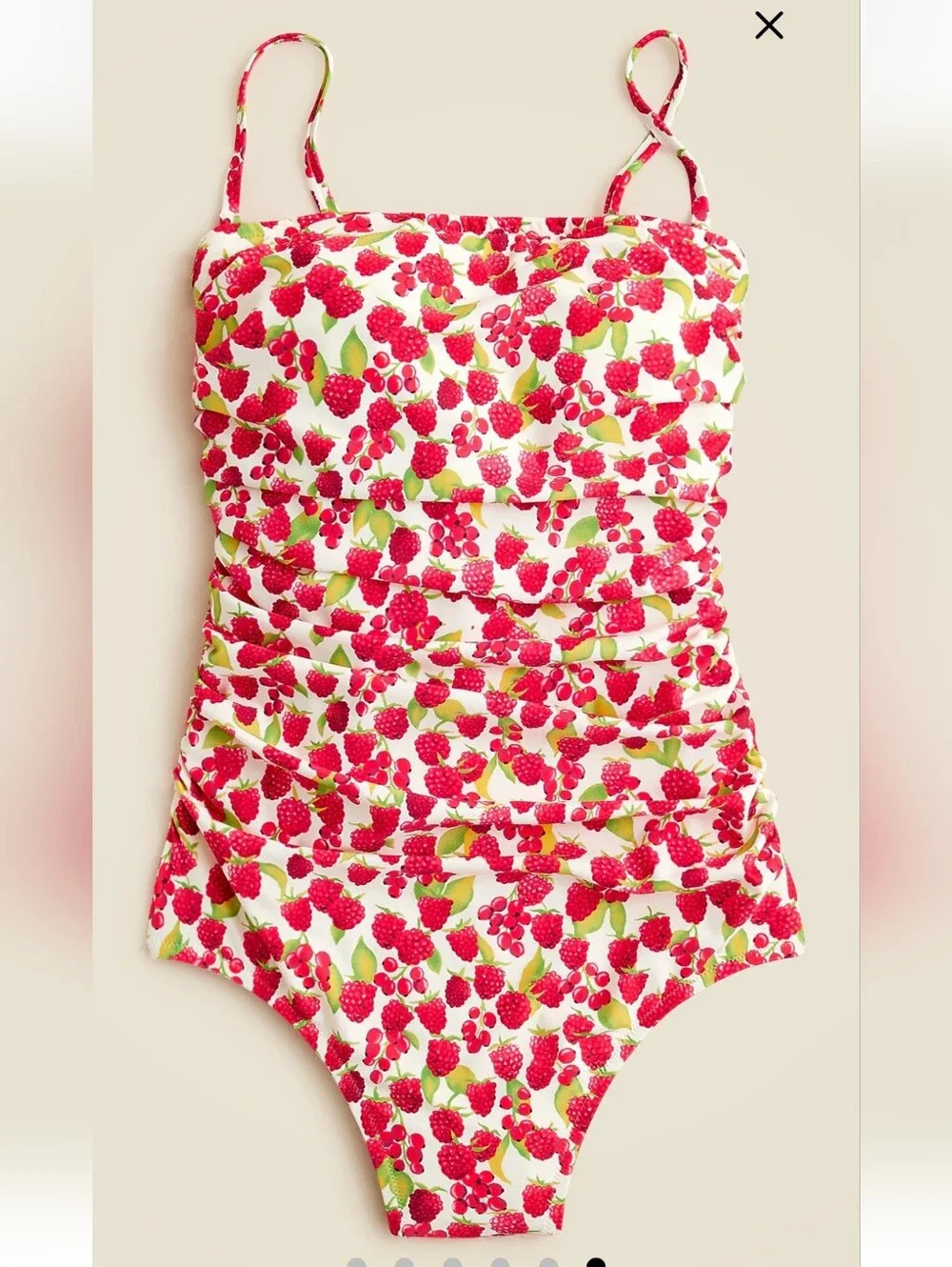 J. Crew Gemma Ruched Bandeau One-Piece Swimsuit In Rasberry Print - Picture 11 of 14